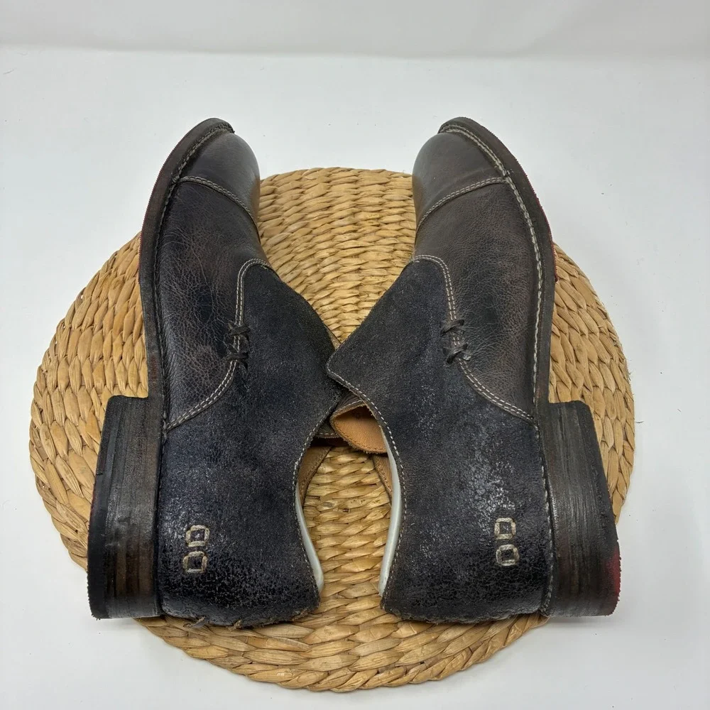 Bed Stu Women Dark Brown Distressed Leather Slip On Loafers Vibram Sole Size 11‎